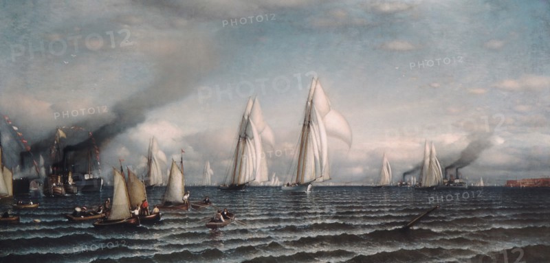 Finish First International Race for America's Cup, August 8, 1870, 1870. Creator: Samuel Colman.