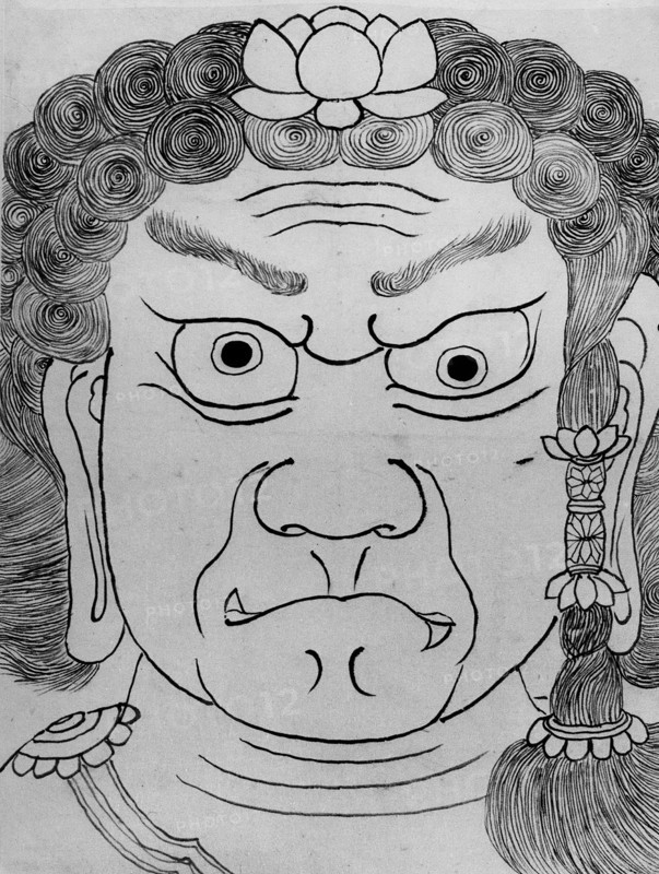 Mask of Fudo Myoo, 18th-19th century. Creator: School of Katsushika Hokusai.