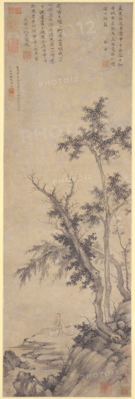Recluse Fishing by Autumn Trees, dated 1350. Creator: Sheng Mou.