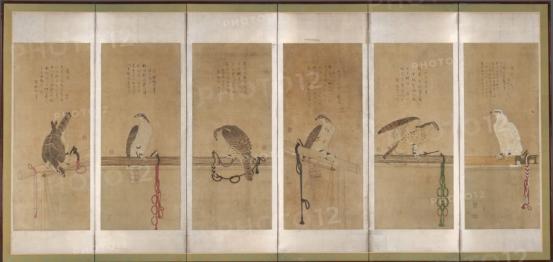 Tethered Hawks, before 1606. Creator: Soga Chokuan.