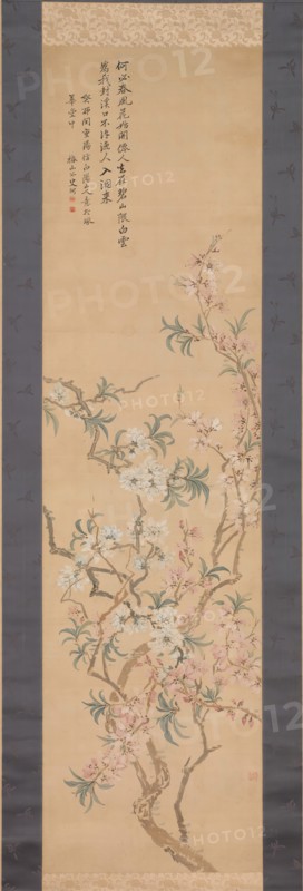Red and White Peach Blossoms, 1843. Creator: Tsubaki Chinzan.
