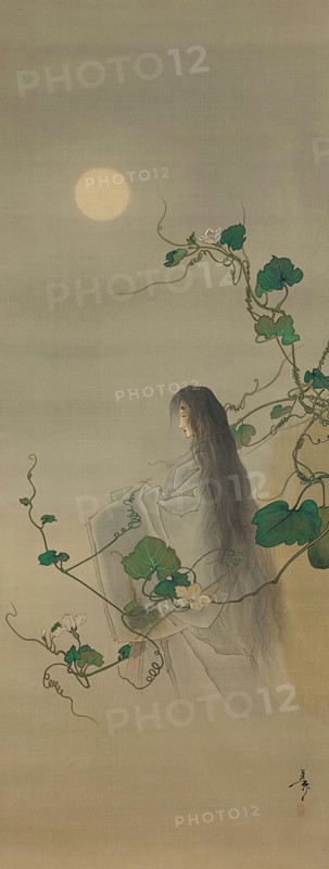 The Spirit of the Deceased Yugao Entwined in Moonflower Vines..., ca. 1892. Creator: Tsukioka Yoshitoshi.