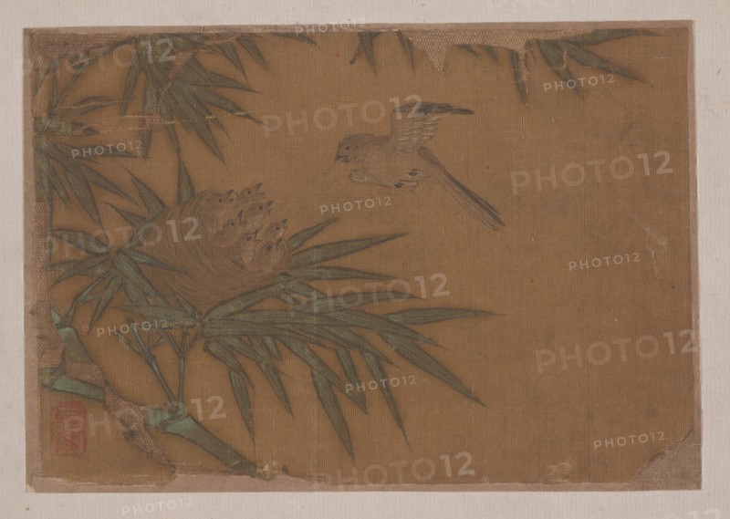 Seven Birds in Bamboo Tree Nest. Creator: Unknown.