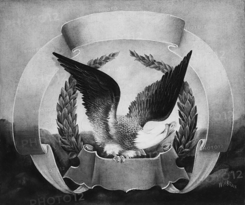American Eagle on Red Scroll, 1860-1900. Creator: WH Bean.