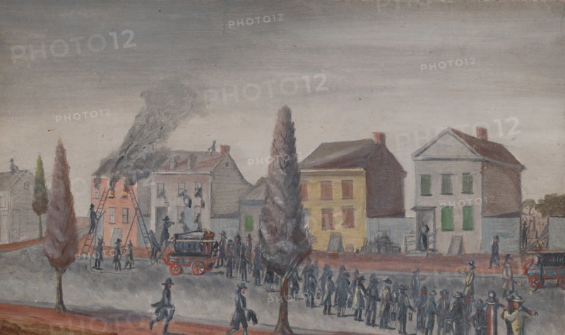 Fighting a Fire, 1870s. Creator: William P. Chappel.