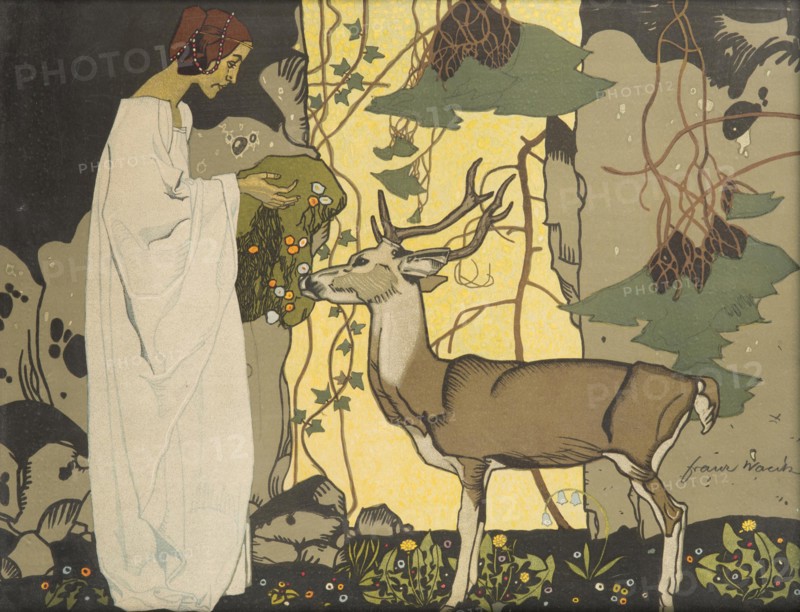 Girl with deer. Creator: Wacik, Franz