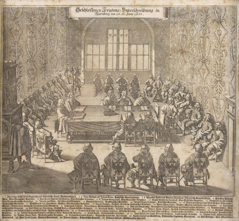 The ratification of the Peace of Westphalia in Nuremberg on June 26, 1650, 1650. Creator: Merian, Caspar