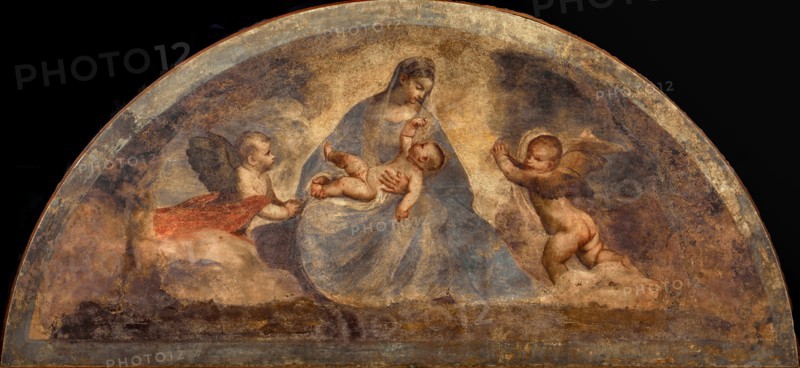 Madonna and Child with two angels, c. 1519. Creator: Titian