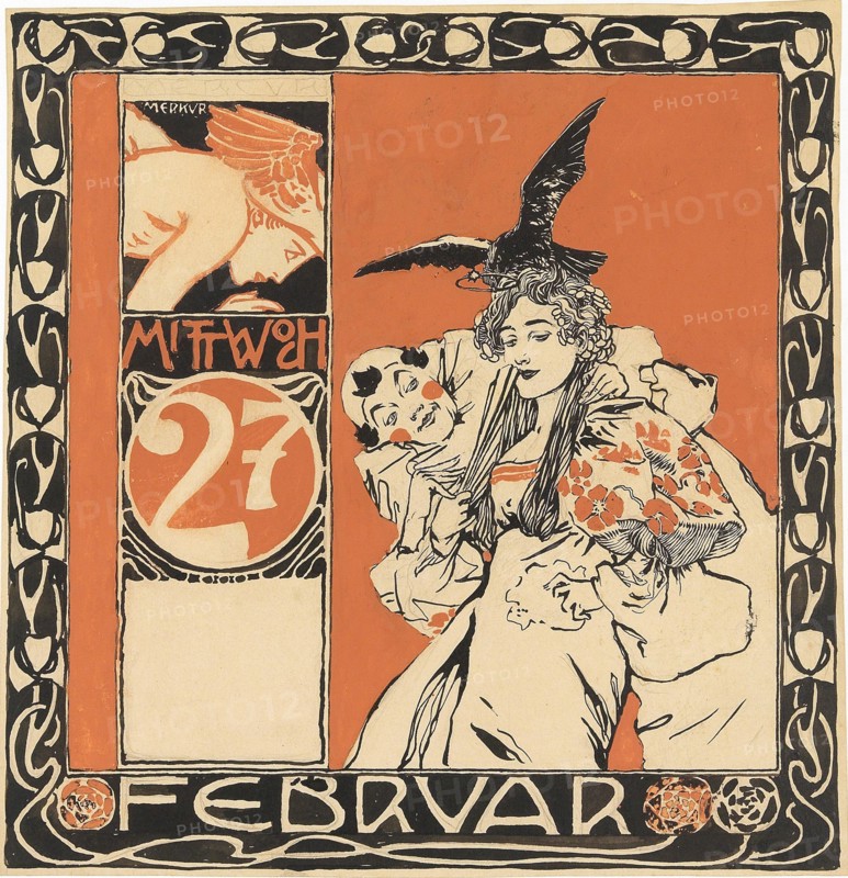 Calendar sheet: Wednesday 27th February. Creator: Moser, Koloman