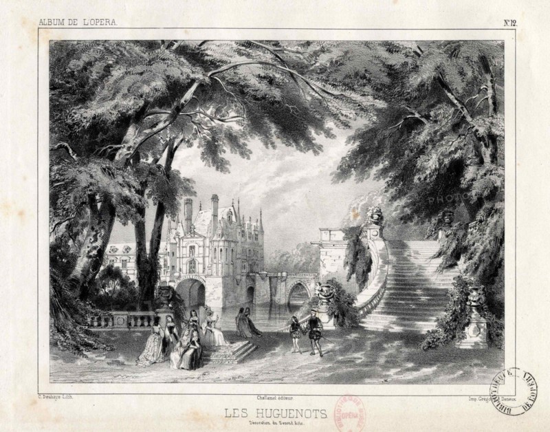The castle and gardens at the Château de Chenonceaux, 1836. Creator: Deshayes, Célestin