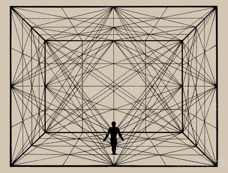 Figure in Space with Plane Geometry and spatial Delineations, 1924-1925. Creator: Schlemmer, Oskar