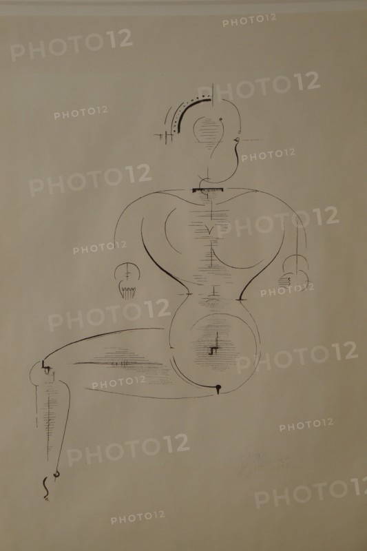 Figure from the Side: Figure H2 Seated, 1921. Creator: Schlemmer, Oskar