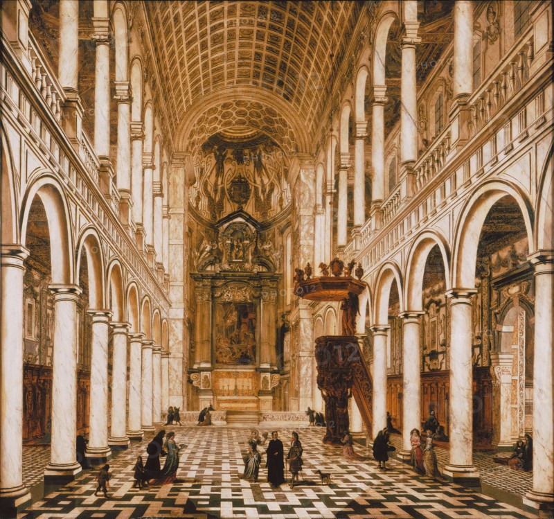 Interior of the Jesuit church in Antwerp, 1668. Creator: Ehrenberg, Wilhelm Schubert van