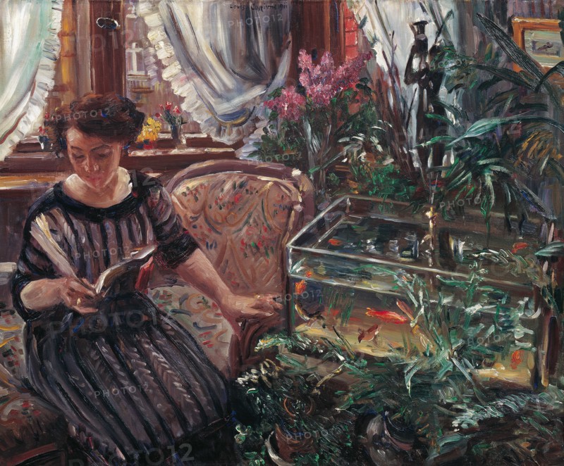 A Woman Reading near a Goldfish Tank, 1911. Creator: Corinth, Lovis