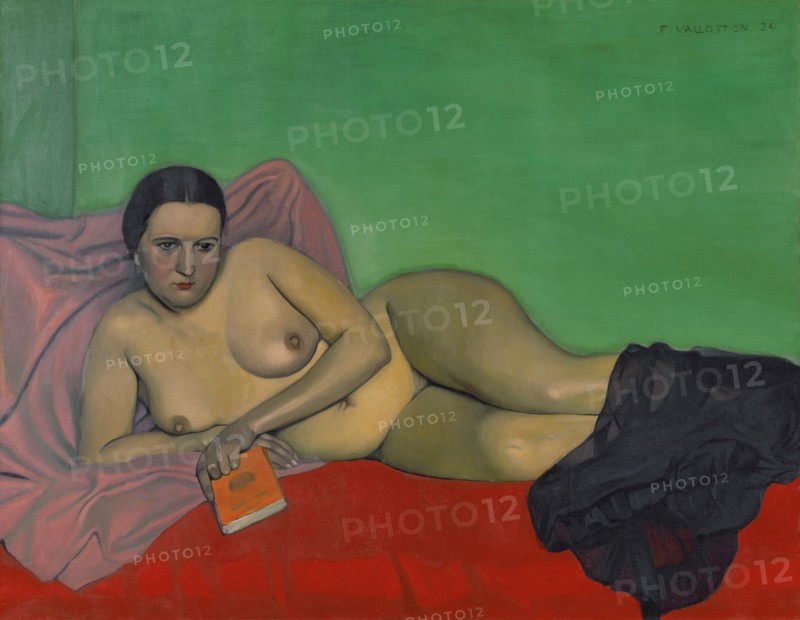 Femme nue tenant un livre, 1924. Creator: Vallotton, Felix Edouard