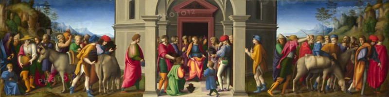 Joseph receives his Brothers , ca 1515. Creator: Bacchiacca, Francesco