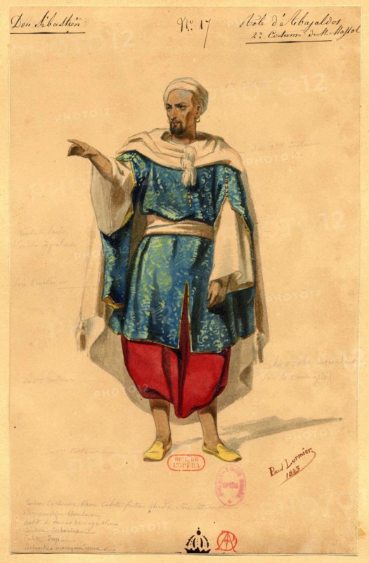 Abayaldos. Costume design for the opera "Dom Sébastien, Roi de Portugal", 1843. Creator: Lormier, Paul