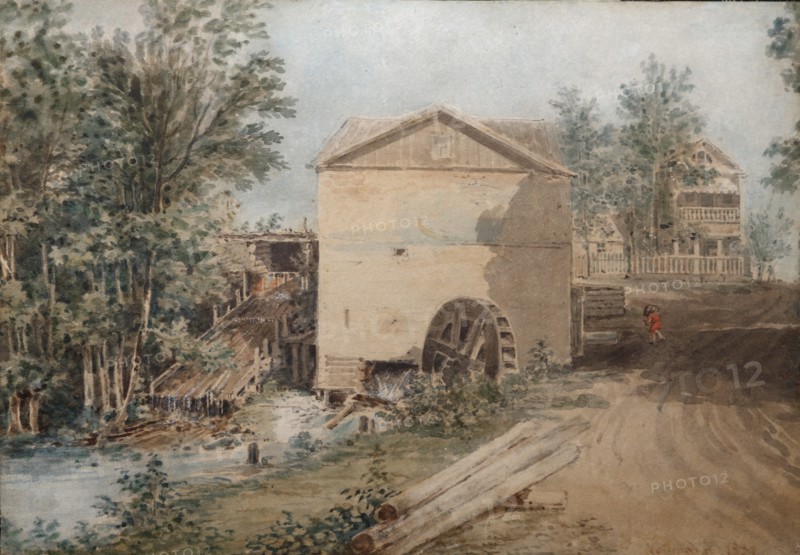 Polotnyany zavod, a family estate of the Goncharov family, 1839. Creator: Kolmann, Karl Ivanovich