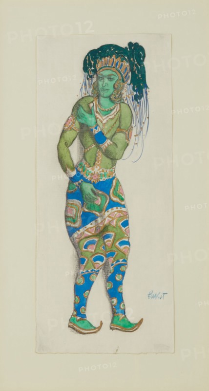 Costume design for the Ballet "Blue God" by R. Hahn, 1910. Creator: Bakst, Léon