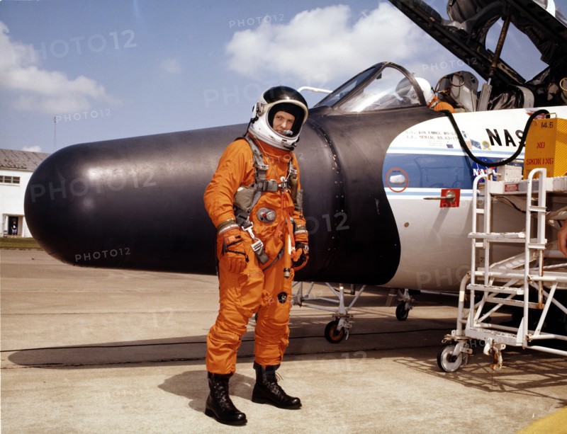 NASA astronaut with experimental airplane, 1979. Creator: NASA.