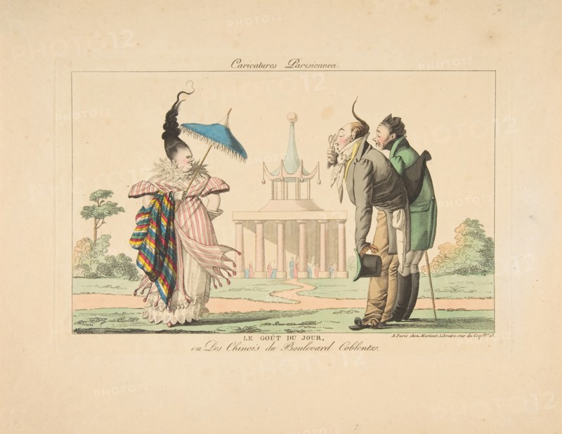 Le Goût du Jour ou Des Chinois du Boulevard Coblentz, from Caricatures Parisiennes, ca. 1815. Creator: Anon.