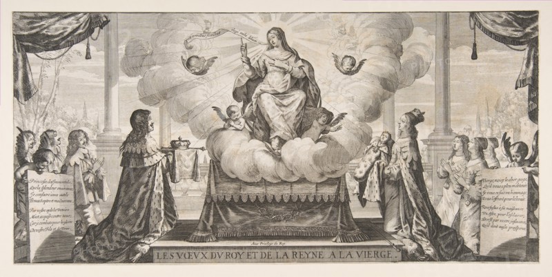 Almanach for 1639: Louis XIII and Anne of Austria Entrusting the Kingdom and the Prince un..., 1639. Creator: Abraham Bosse.