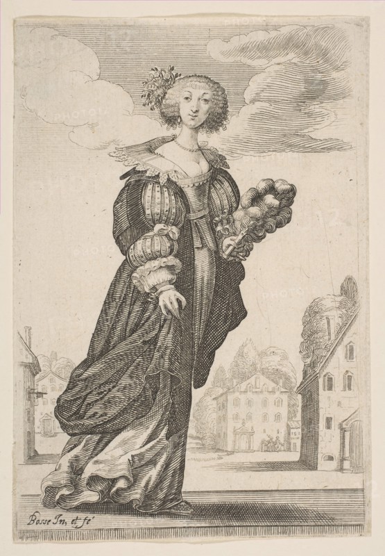 Woman Holding a Fan, 1629. Creator: Abraham Bosse.