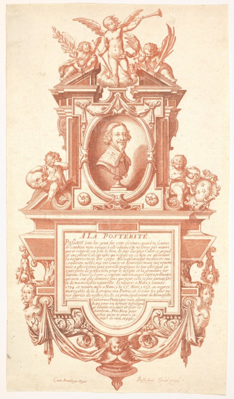 Epitaph and Portrait of Jacques Callot, 1635-36. Creator: Abraham Bosse.