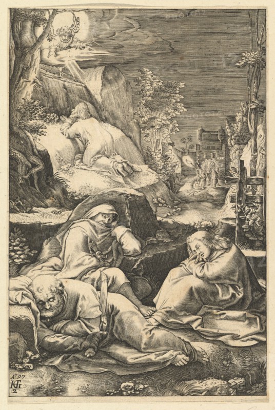The Agony in the Garden, from The Passion of Christ, ca. 1598-1653. Creator: Abraham Hogenberg.