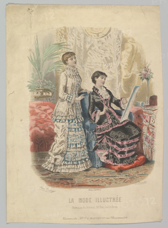 Toilettes de Mme. L. Massieu, from La Mode Illustrée, 1881. Creators: Adèle-Anaïs Colin, J. Bonnard.