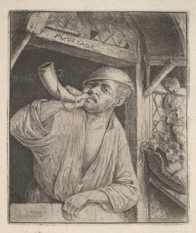 Baker Blowing Horn, 1610-85. Creator: Adriaen van Ostade.
