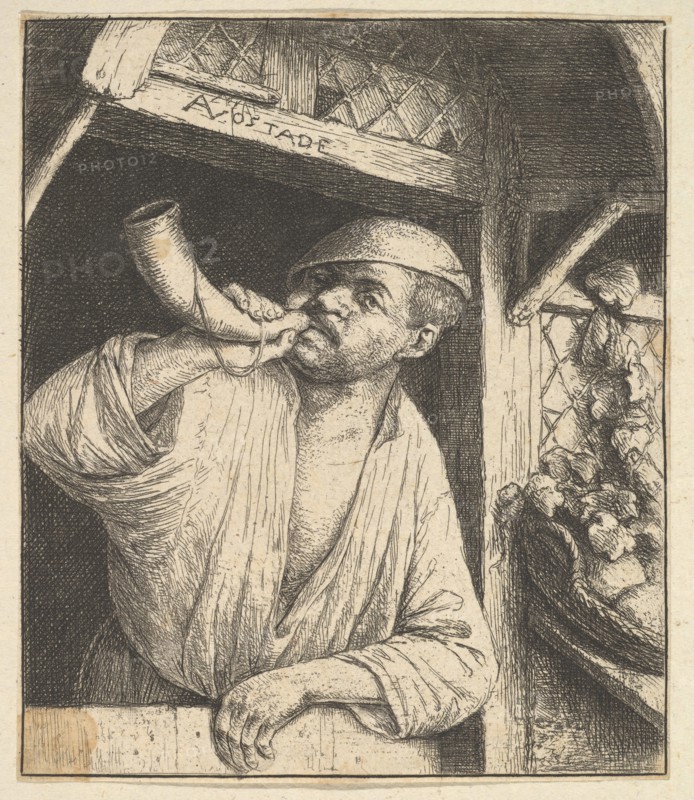 Baker Blowing Horn, 1610-85. Creator: Adriaen van Ostade.