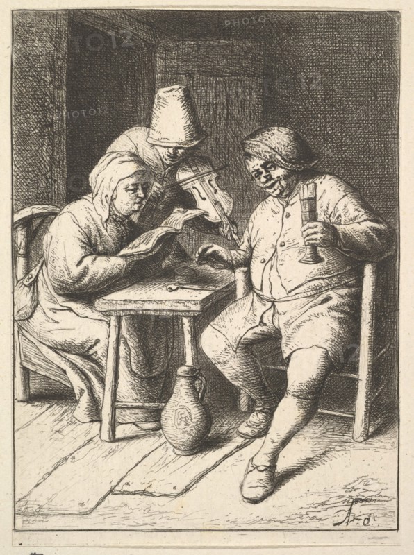 Singing Couple and Violin, 1610-85. Creator: Adriaen van Ostade.