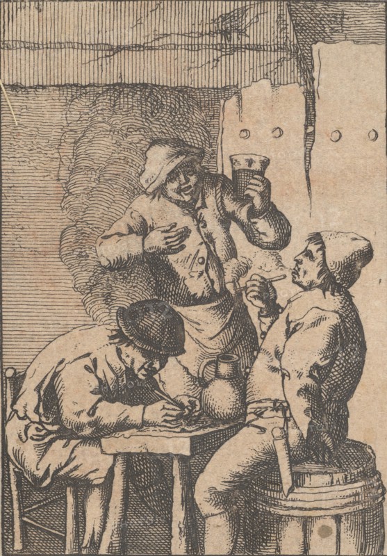 Singer Standing Between Two Smokers, 1610-85. Creator: Unknown.