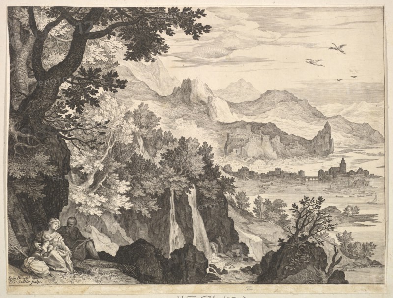 Mountainous Landscape with the Rest on the Flight into Egypt.n.d. Creator: Aegidius Sadeler II.