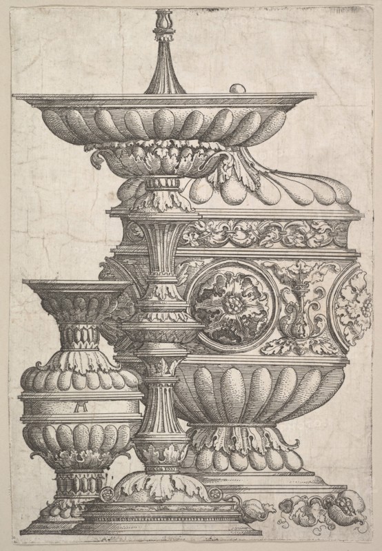 Three Elegant Vessels on a White Background, ca. 1525. Creator: Albrecht Altdorfer.