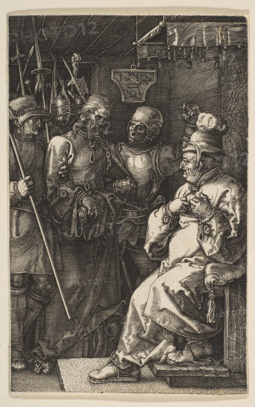 Christ before Caiaphas, from The Passion, 1512. Creator: Albrecht Durer.