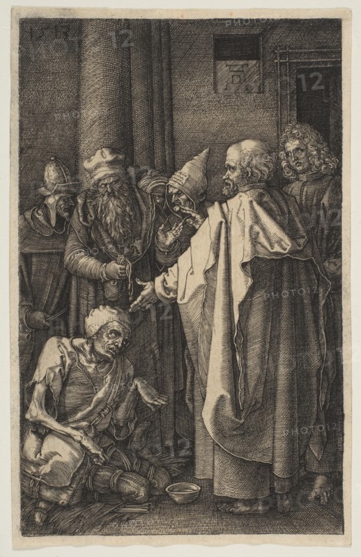Saint Peter and Saint John at the Gate of the Temple, from The Passion, 1513. Creator: Albrecht Durer.
