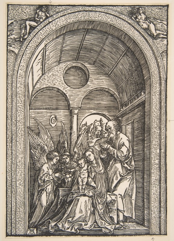 The Holy Family with Two Angels in a Vaulted Hall, ca. 1503. Creator: Albrecht Durer.