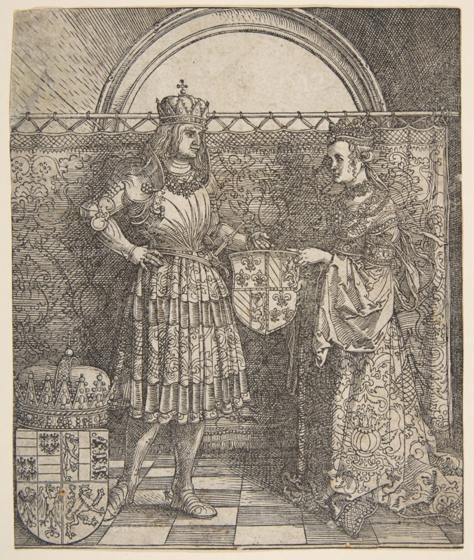 The Betrothal of Mary of Burgundy from the Triumphal Arch of Emperor Maximilian I, 1515. Creator: Albrecht Durer.