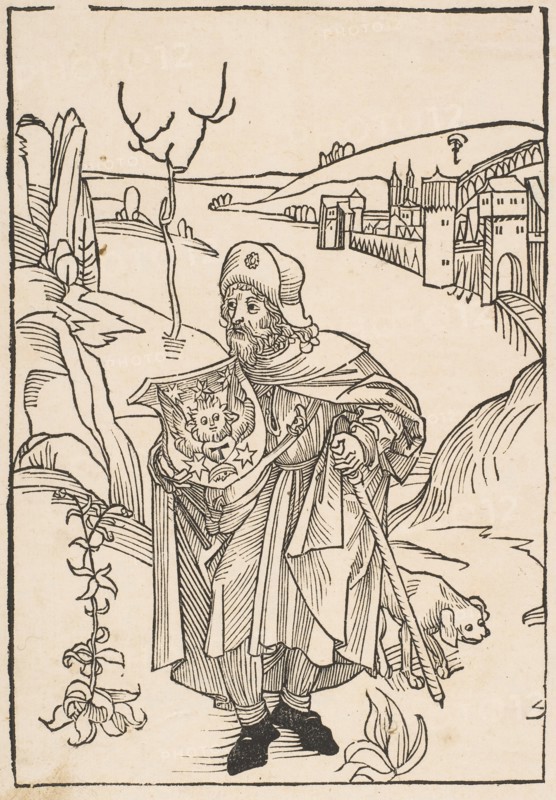 Gerson as a Pilgrim, frontispiece to Gersonis Opera, 1489.n.d. Creator: Albrecht Durer.