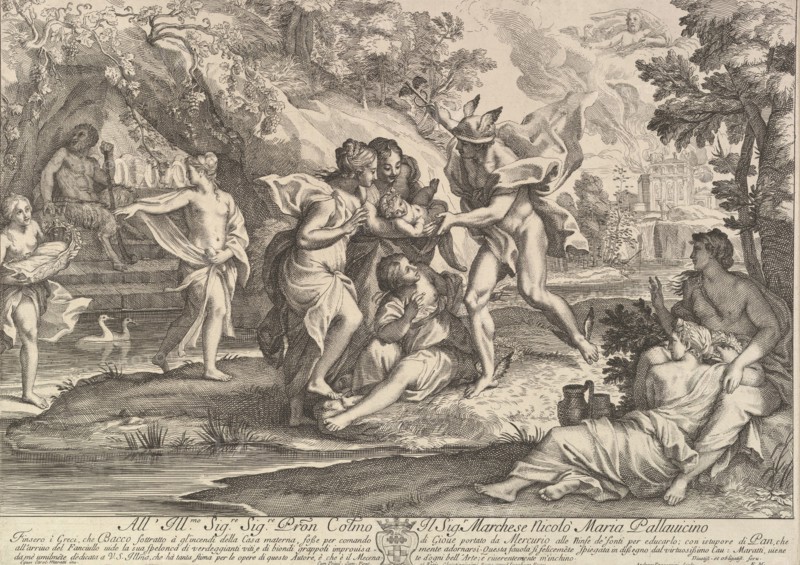 Bacchus as a child given by Mercury to the care of the Nymphs. Creator: Andrea Procaccini.