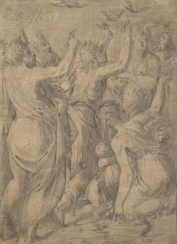 Moses showing the quails to the Israelites