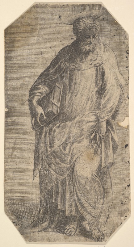 Saint Philip standing with a book under his right arm, from 'Christ and the Apostles', ca. 1548-50. Creator: Andrea Schiavone.