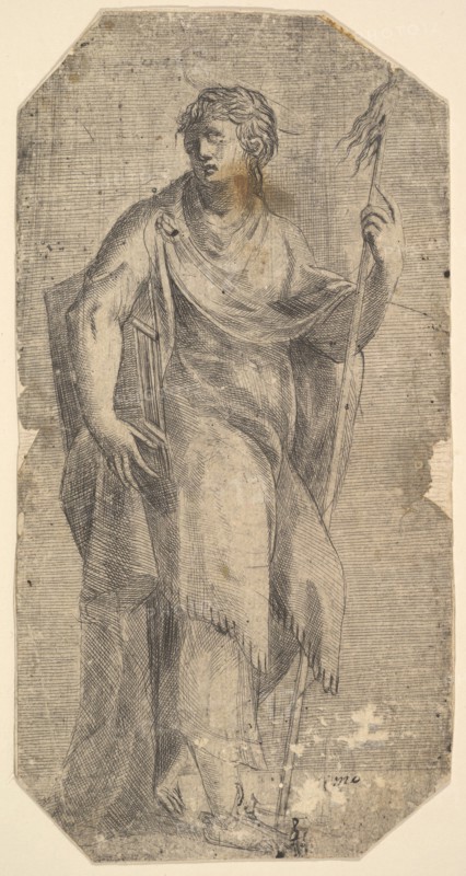 Saint Matthew holding a staff and a book, turning to the left, ca. 1540-50. Creator: Andrea Schiavone.