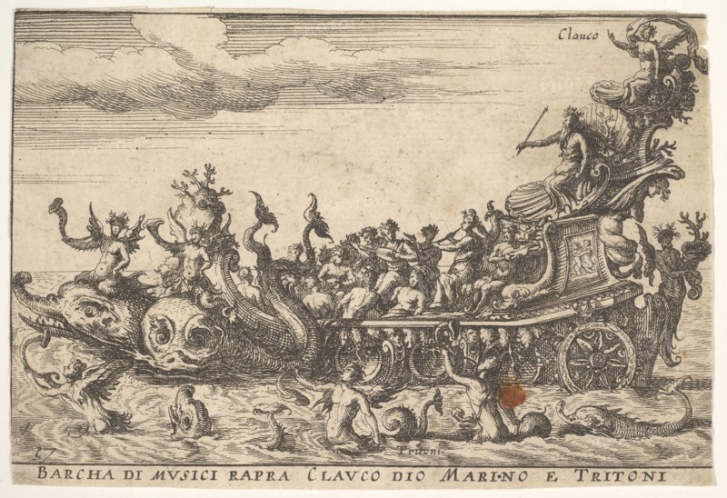 Plate 16: Ship of musicians with the sea god Claucus and tritons
