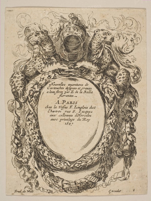 Cartouche with Title: Nouvelles inventions de Cartouches, 17th century. Creator: Unknown.