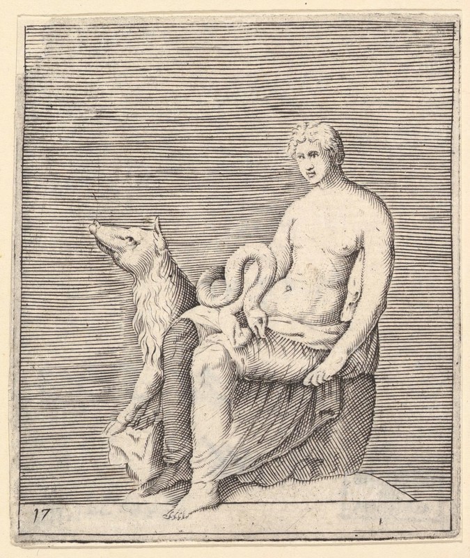 Figure with Pig and Serpent, published ca. 1599-1622. Creator: Unknown.