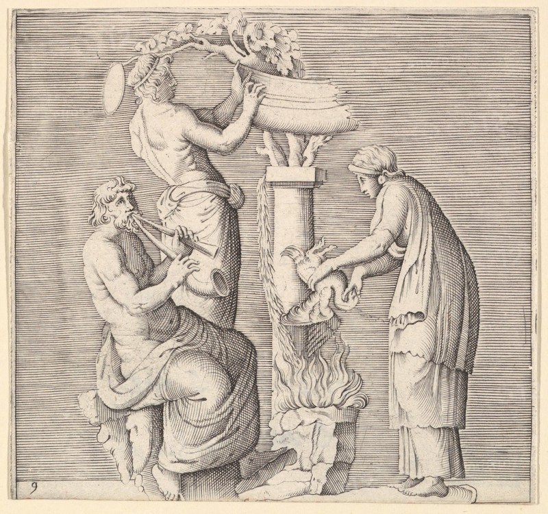 Sacrifice of a Swan, published ca. 1599-1622. Creator: Unknown.