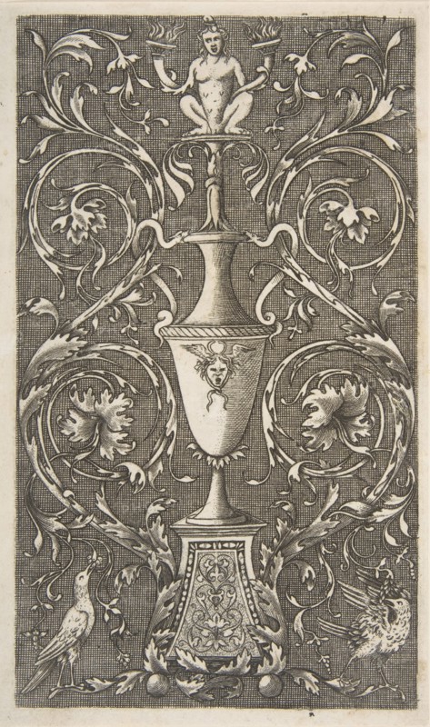 Grotesque with a vase, birds and acanthus scrolls, ca. 1515-1600. Creator: Unknown.